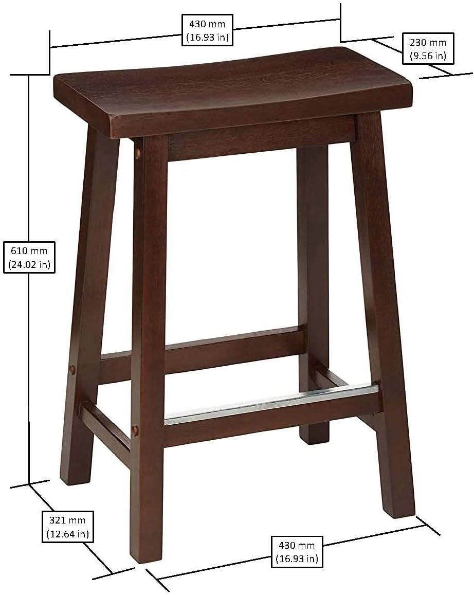 Walnut Saddle Seat Counter Stool 24 Inch Set Of 2 Stools