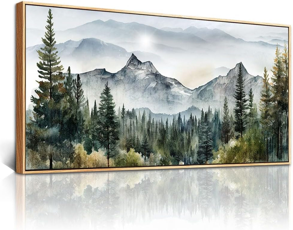 Wood Framed Canvas Wall Art 20x40 Land scape Abstract