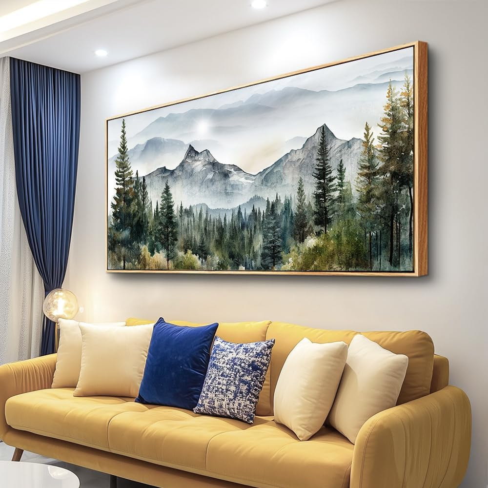 Wood Framed Canvas Wall Art 20x40 Land scape Abstract