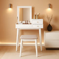 White Luxury Vanity Table Set With Magnified Mirror
